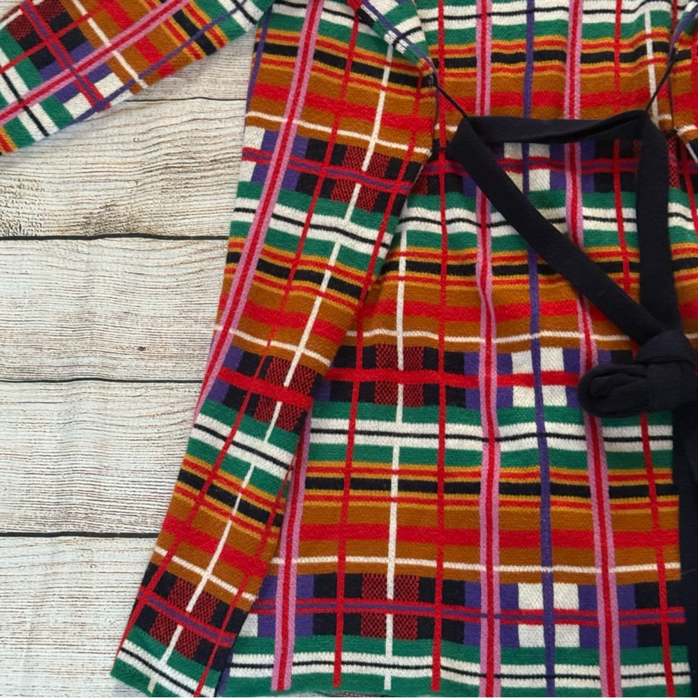 Moth by Anthropologie Williston plaid cardigan multicolor with belt Size M - Picture 13 of 16